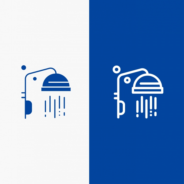 640x640 Bathroom Clean Shower Line And Glyph Solid Icon Blue Banner Li