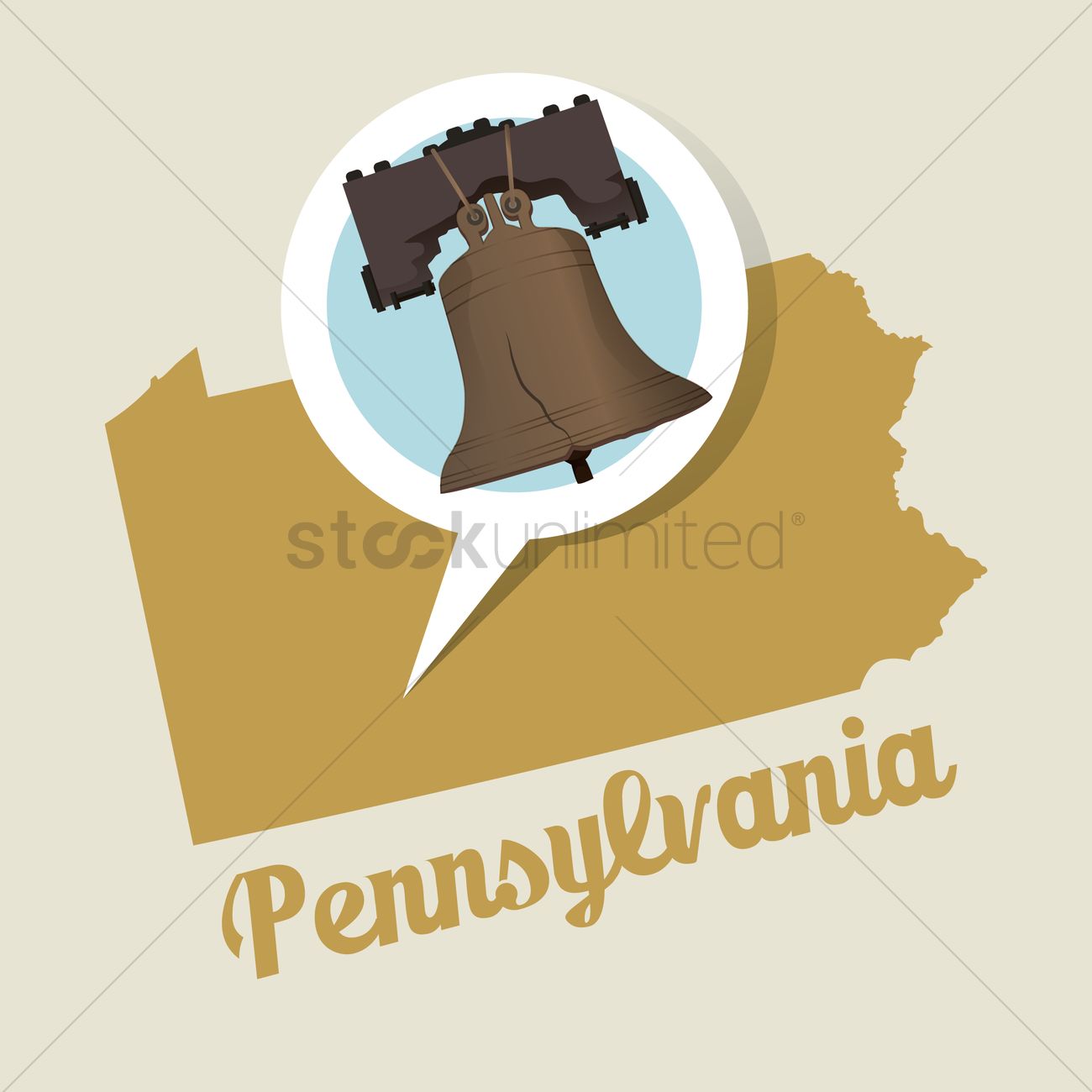 1300x1300 Pennsylvania Map With Liberty Bell Icon Vector Image