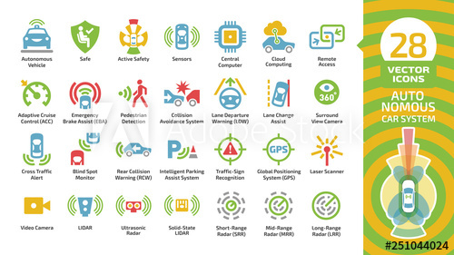 Vector Autonomous Self Drive Car Sensor Control System Color Icon 500x281 Vector Autonomous Self Drive Car Sensor Control System Color Icon