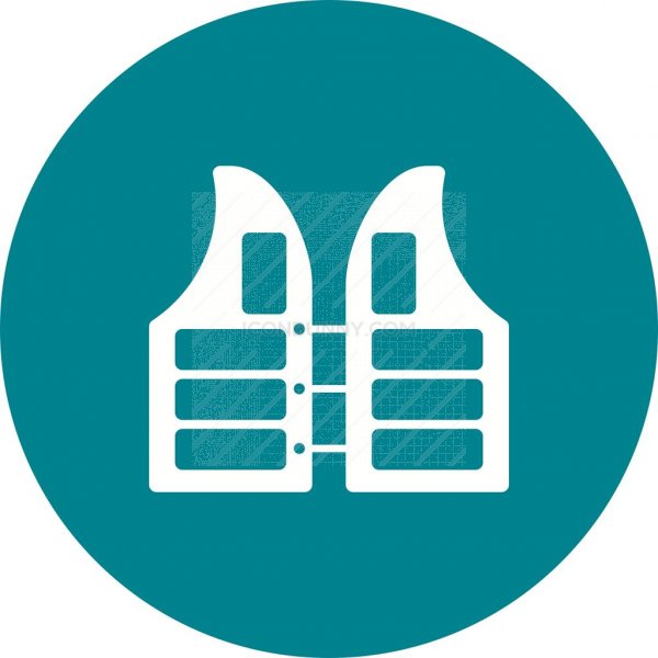 600x600 Life Vest Flat Round Icon