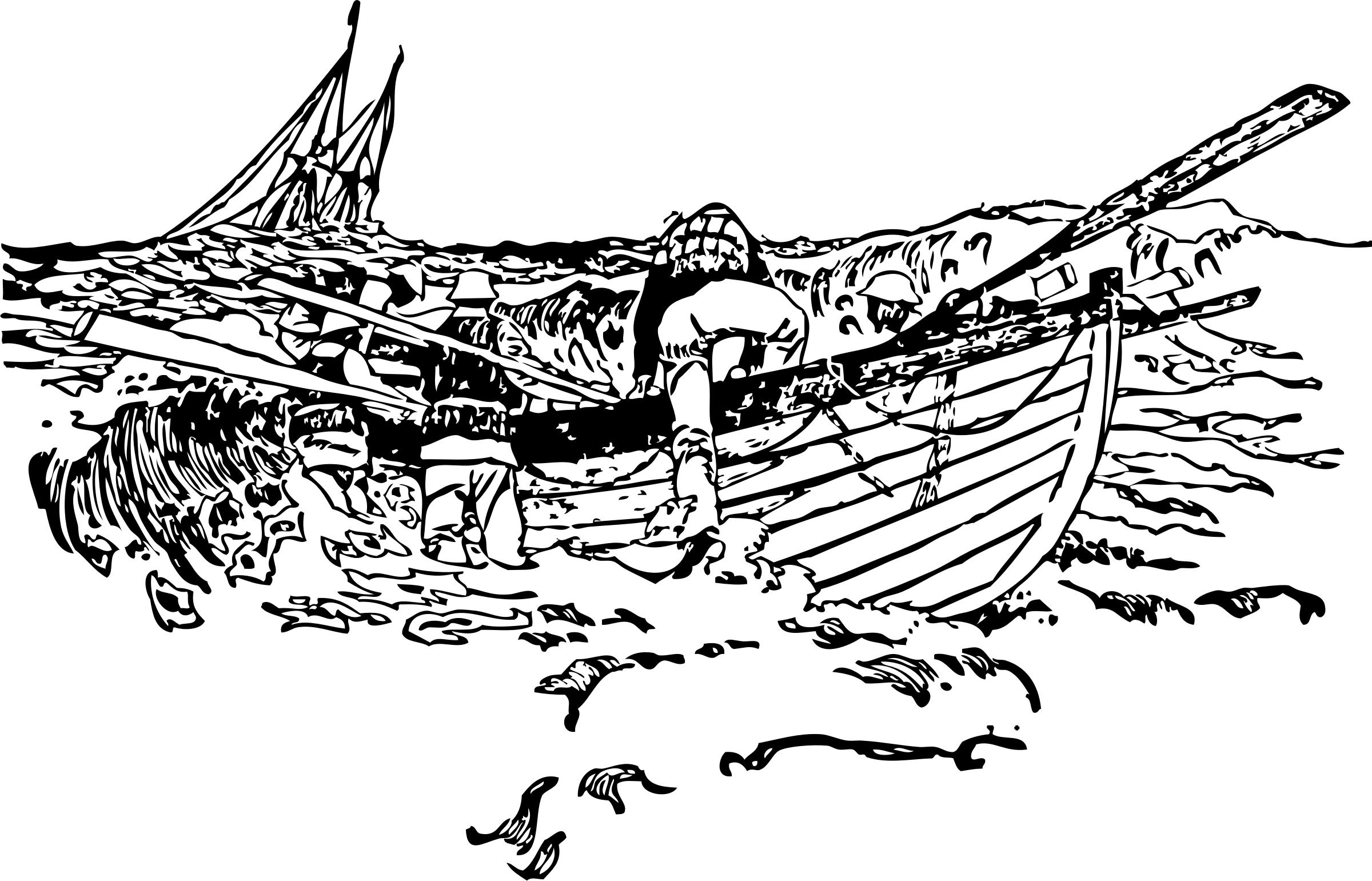 2400x1541 Launching A Lifeboat From The Shore Icons Png