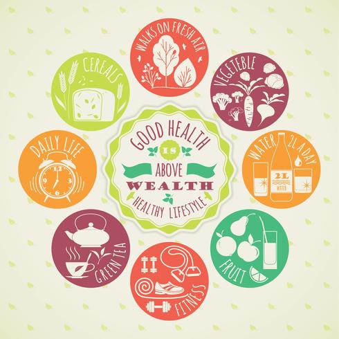 490x490 Vector Illustration Of Healthy Lifestyle Icon Set