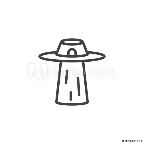 500x500 Ufo Flying Spaceship Line Icon Linear Style Sign For Mobile