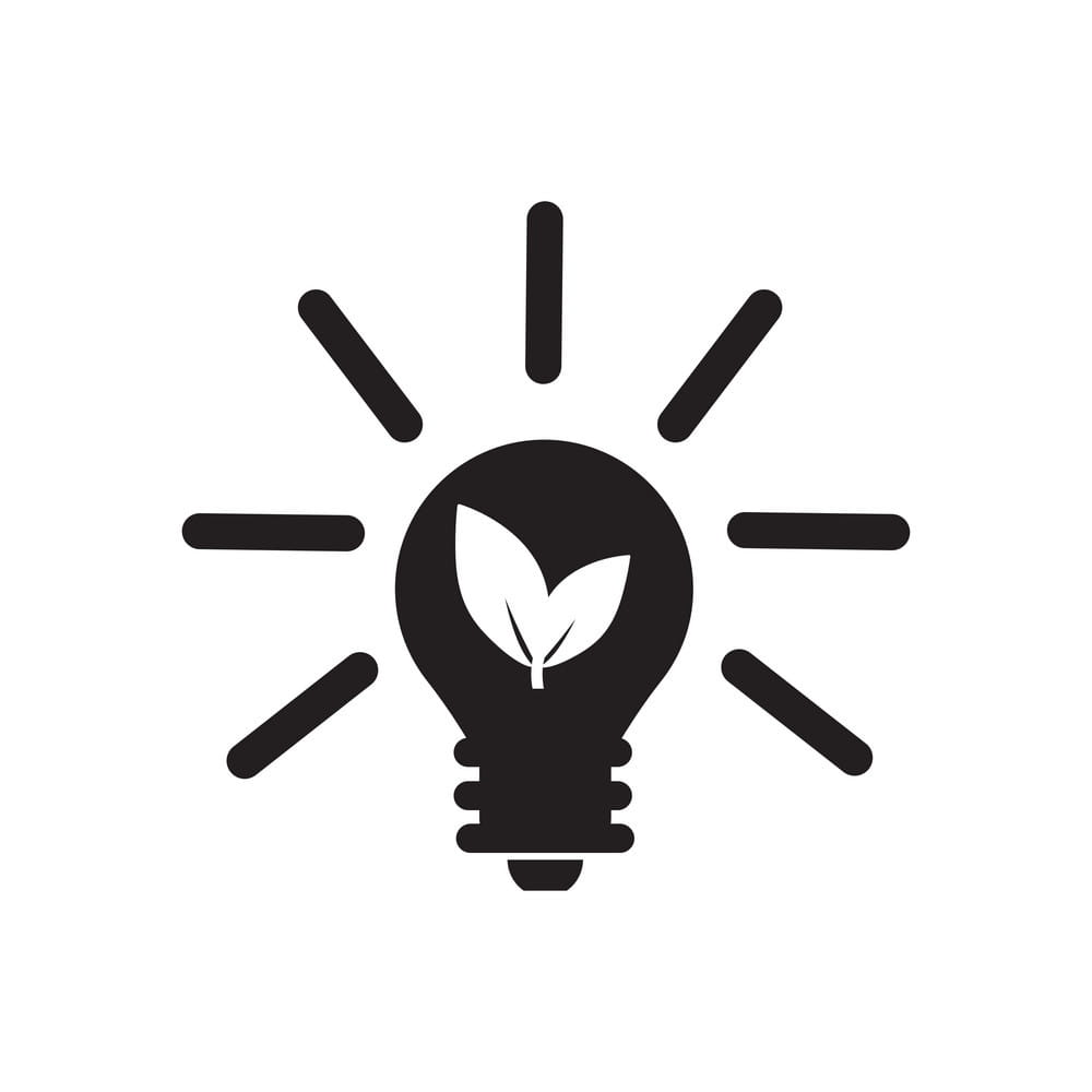 1000x1000 Flat Icon In Black And White Eco Light Bulb Vector