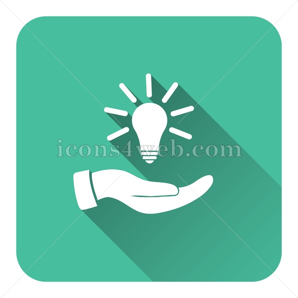 600x600 Hand Holding Lightbulb Idea Flat Icon With Long Shadow Vector