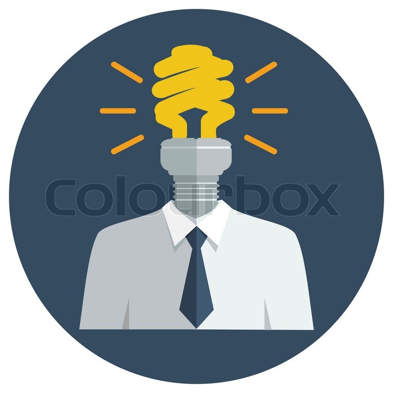 800x800 Head Lightbulb Flat Icon Stock Vector Colourbox