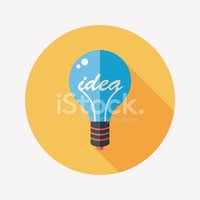 200x200 Light Bulb Flat Icon With Long Stock Vectors