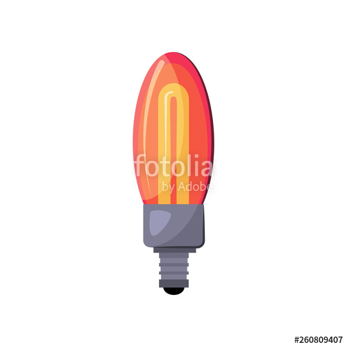 500x500 Red Fluorescent Light Bulb Flat Icon Electric Light, Energy