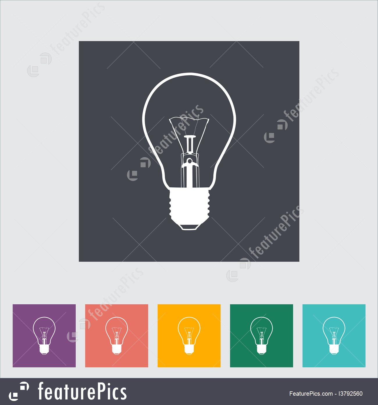 1300x1392 Bulb Flat Icon Illustration