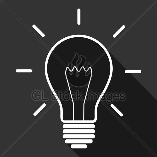 500x500 White Light Bulb Icon On The Black Gl Stock Images