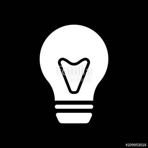 500x500 Bulb, Simple Icon White Icon On Black Background Inversion