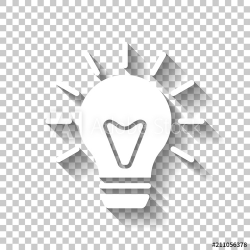 500x500 Old Bulb With Light Simple Single Icon White Icon With Shadow