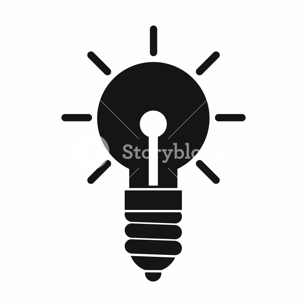 1000x1000 Light Bulb Idea Icon In Simple Style Isolated On White Background
