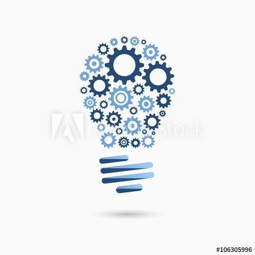 500x500 Light Bulb Idea Icon With Gears Inside Light Bulb Sign, Light