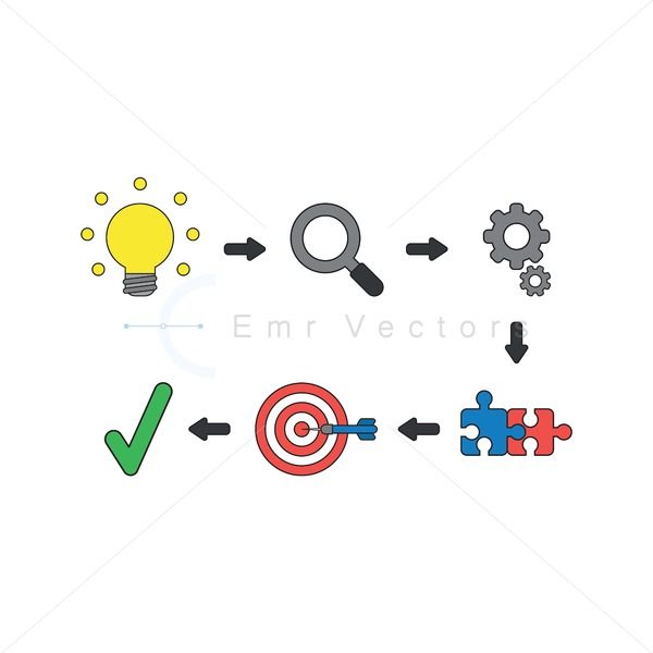 600x600 Vector Icon Concept Of Glowing Light Bulb Idea, Magnifying Glass