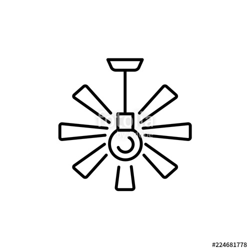 500x500 Vector Illustration Of Ceiling Fan Line Icon Of Modern Light