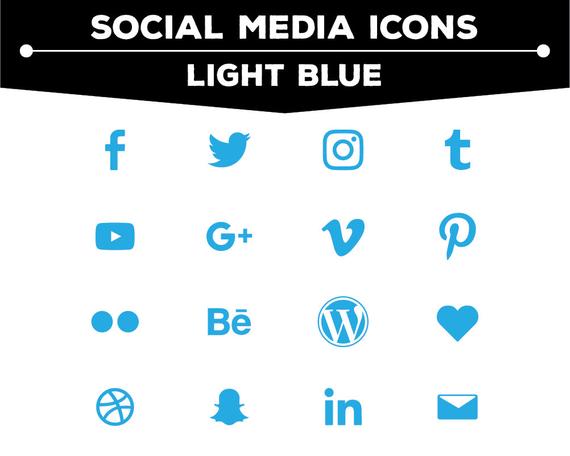 570x456 Social Media Icons Light Blue Icon Pack Png For Web Etsy