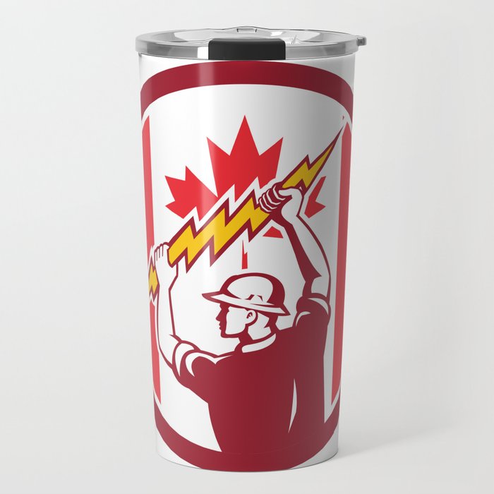 700x700 Canadian Electrician Lighting Bolt Canada Flag Icon Travel Mug