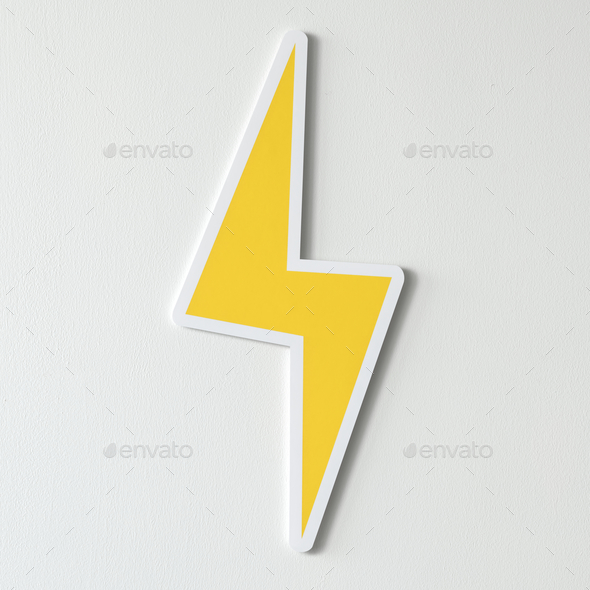 590x590 Yellow Electric Lightning Bolt Icon Stock Photo