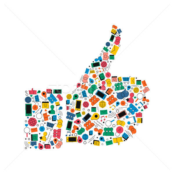 600x600 Social Media Like Hand Icon Shape Concept Design Vector