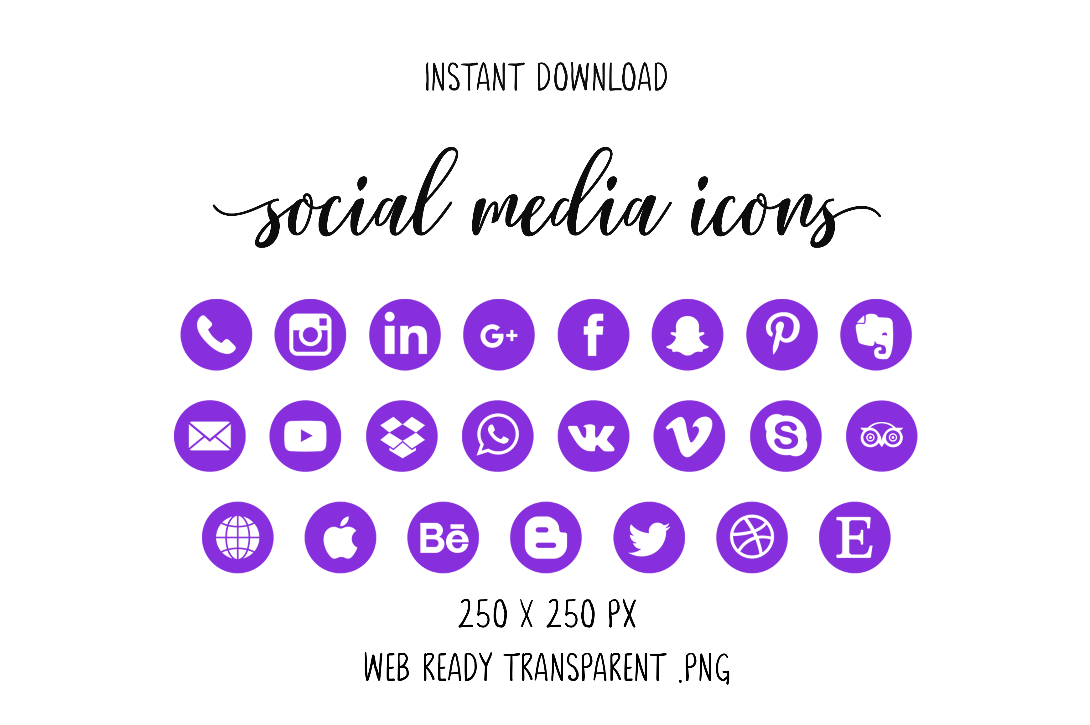 3480x2316 Purple Social Media Icons Graphic