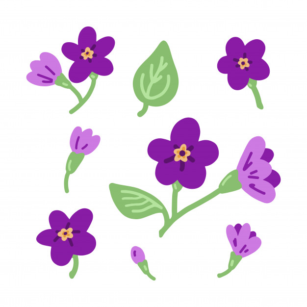 626x626 Purple Flowers Doodle Ornament Flat Icon Vector Set Vector