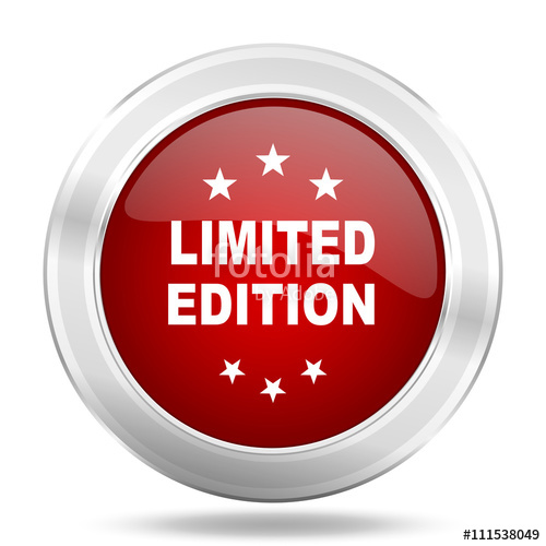 500x500 Limited Edition Icon, Red Round Glossy Metallic Button, Web