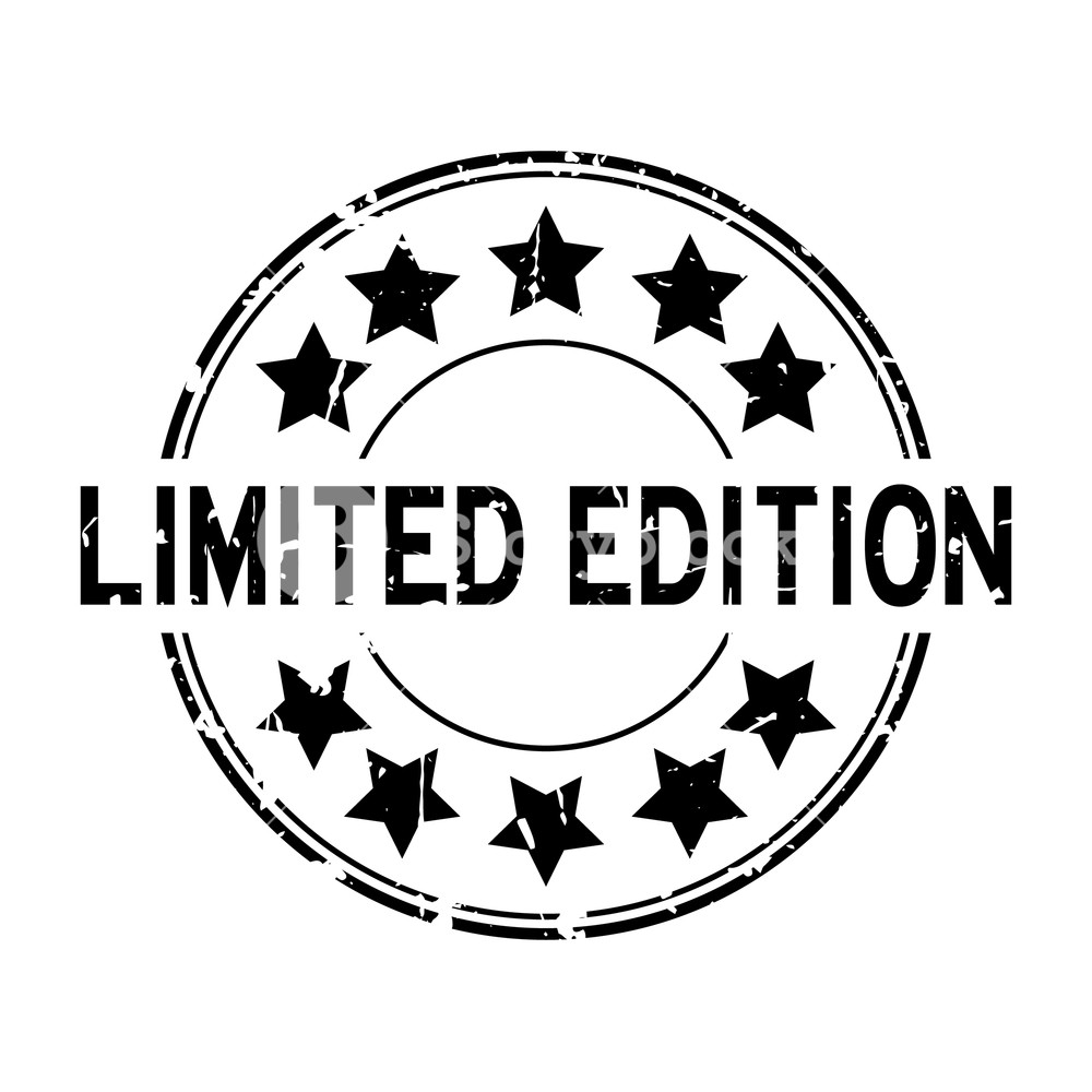 1000x1000 Grunge Black Limited Edition Word With Star Icon Rubber Seal Stamp