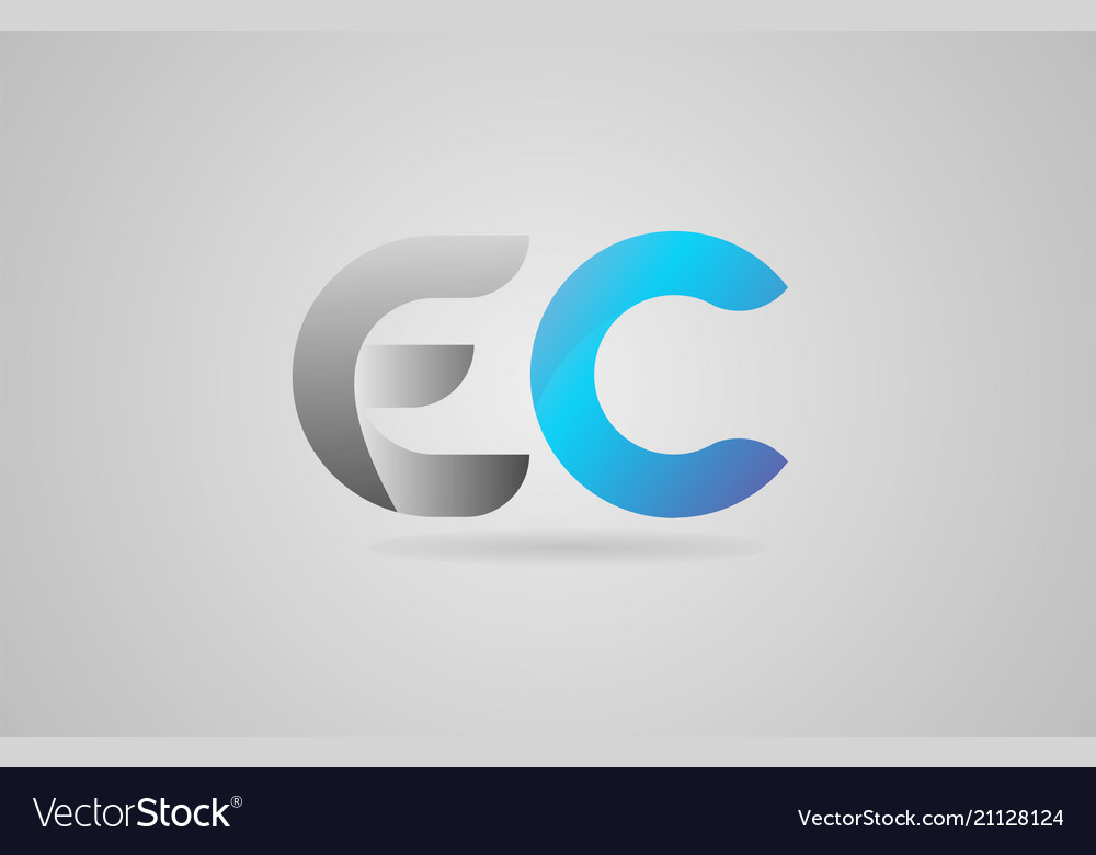 1000x780 Grey Blue Alphabet Letter Ec E C Logo Icon Design Vector Image
