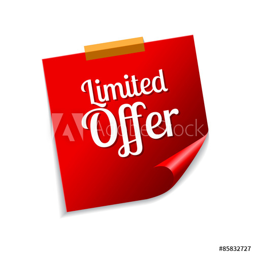 500x500 Limited Time Offer Red Sticky Notes Vector Icon Design
