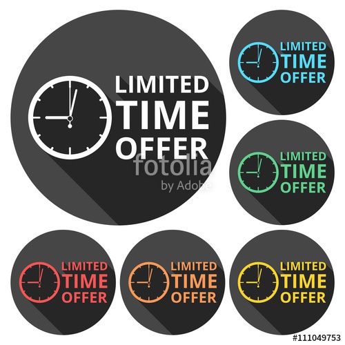 500x500 Limited Time Offer Icons Set With Long Shadow Stock Image