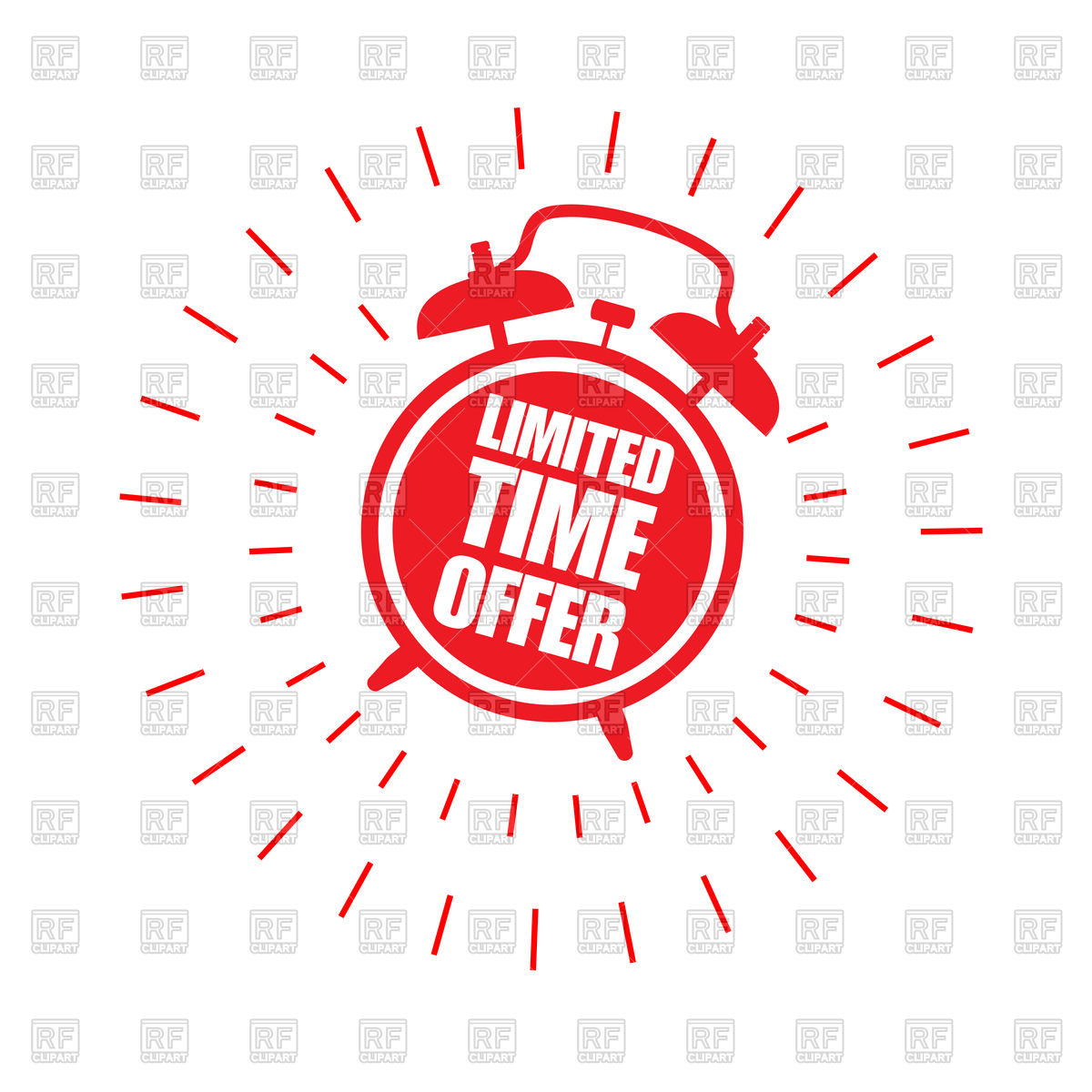 1200x1200 Limited Time Offer Sticker With Alarm Clock Vector Image Of Icons
