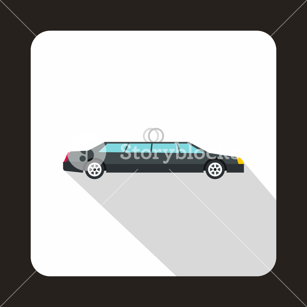 1000x1000 Luxury Black Limousine Icon In Flat Style On A White Background