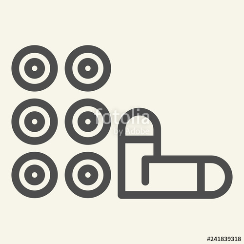 500x500 Bullets Line Icon Weapon Vector Illustration Isolated On White