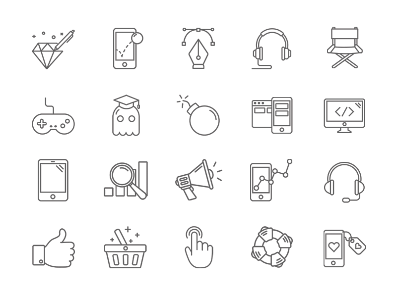 800x600 Line Art Icons