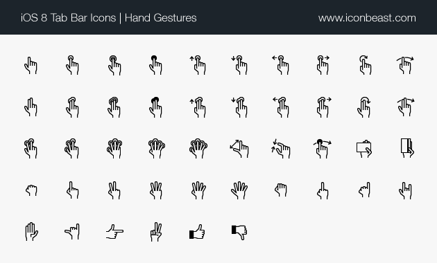 630x380 Hand Gestures Line Icons Ios Tab Bar Icons