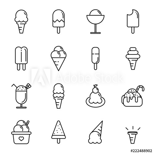 500x500 Ice Cream Icon Set Food And Dessert Concept Thin Line Icon Theme