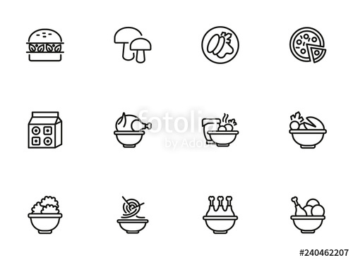 500x369 Food Products Line Icon Set Set Of Line Icons On White Background