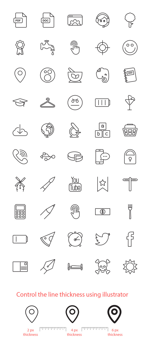600x1395 Free Vector Line Icons Set Graphicburger