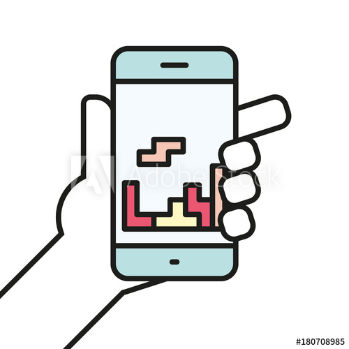 500x500 Hand Holding Smartphone Gaming Linear Icon Line Vector