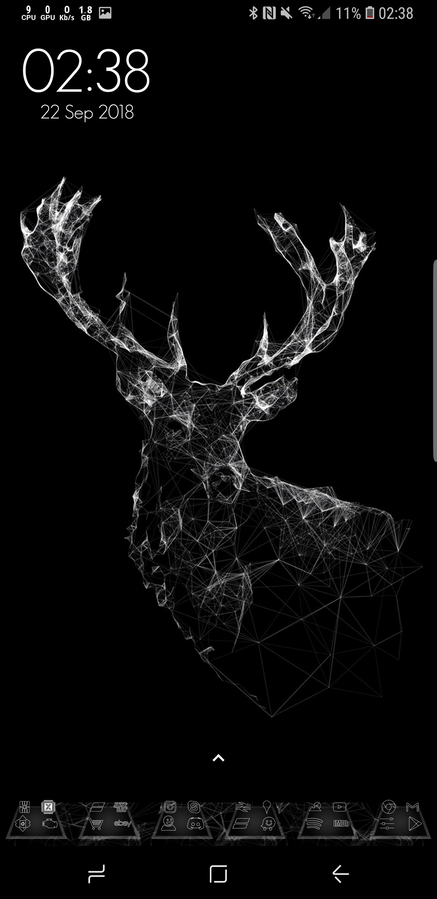 1440x2960 Nova Launcher, Lines Icon Pack, Timely Clock, Amoled Black Stag
