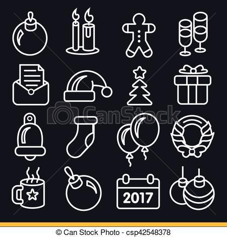 450x470 Vector Icons Pack Christmas Lines Icons Set