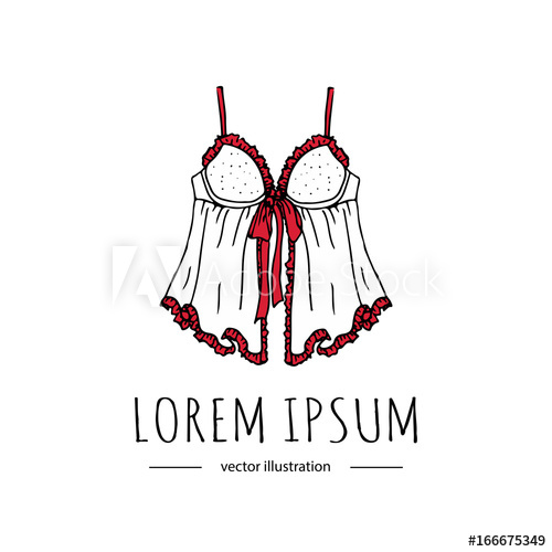 500x500 Hand Drawn Doodle Lingerie Icon Fashion Babydoll Feminine Vector