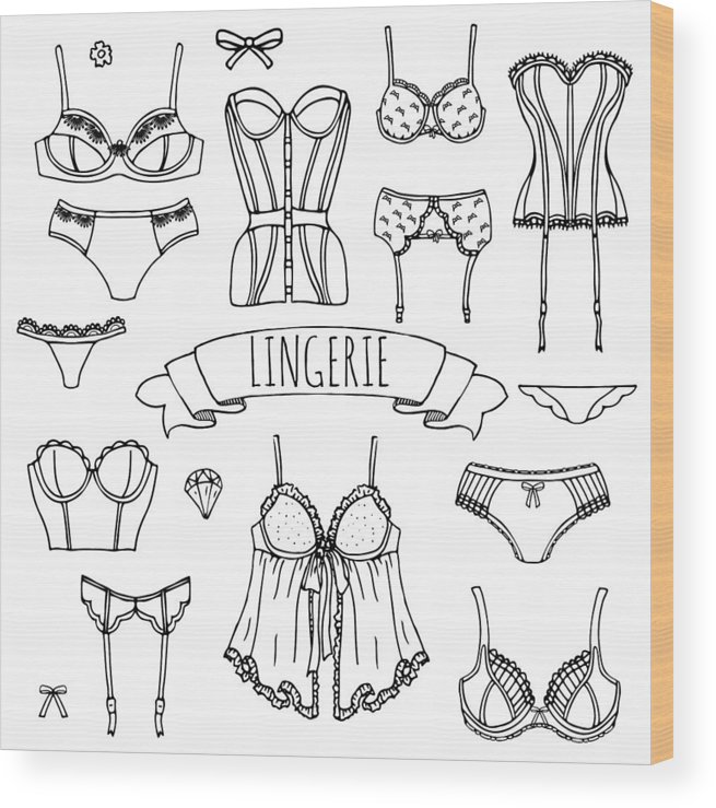 655x739 Lingerie Icon Set Wood Print