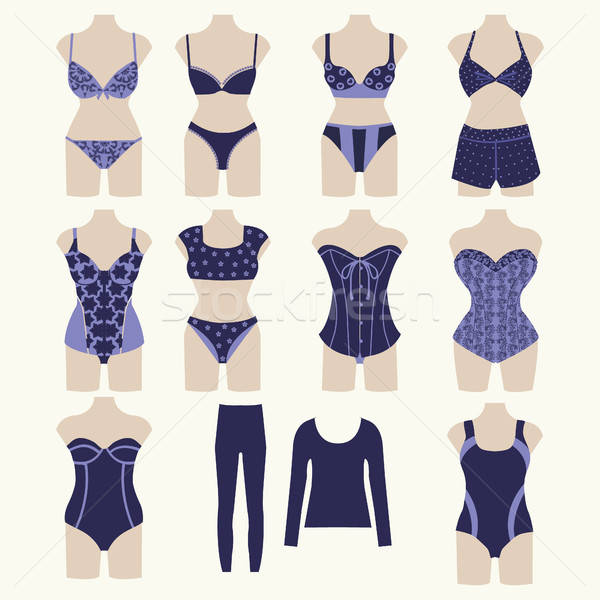 600x600 Fashion Lingerie Icon Set Of Collection Female Elegant Vector