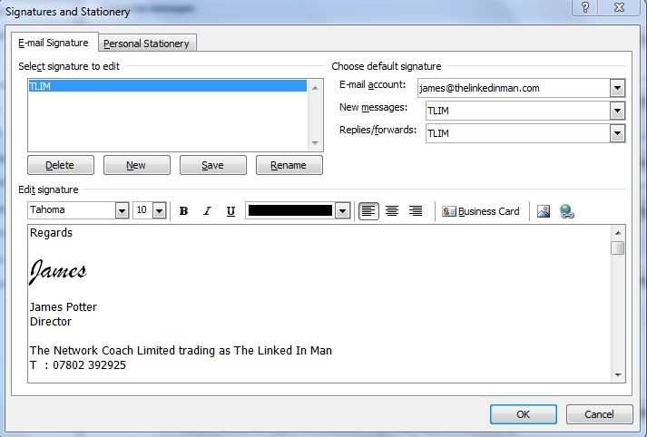 how to add linkedin connections to an email signature in outlook