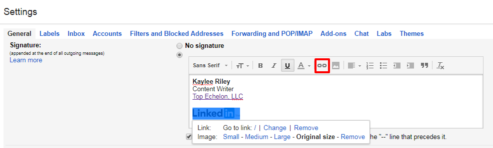 how to add linkedin profile badge to email signature outlook