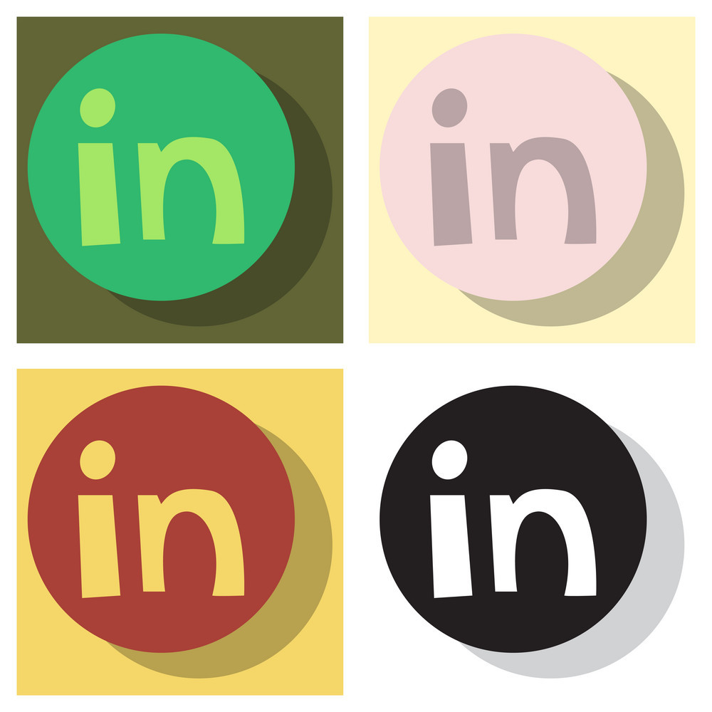 1000x1000 Set Of Flat Linkedin Color Icon Glossy App Icon Vector