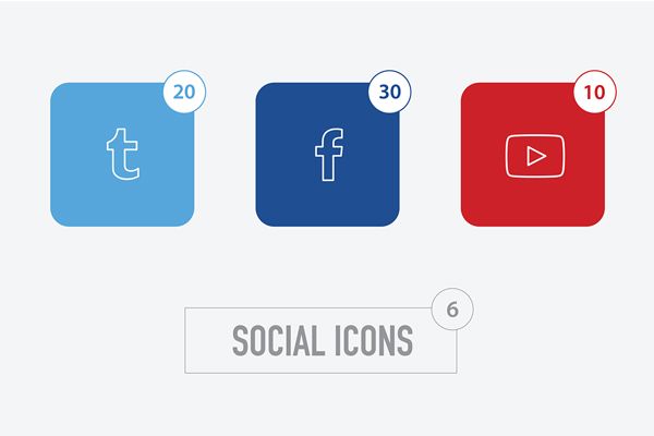 600x400 Social Icons With Counters Template Social Icons, Twitter