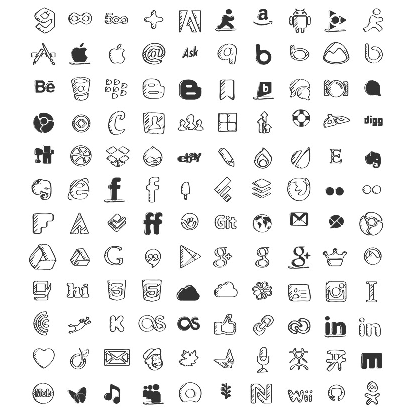 831x821 Sketched Social Icons Icons Social Icons, Email Icon